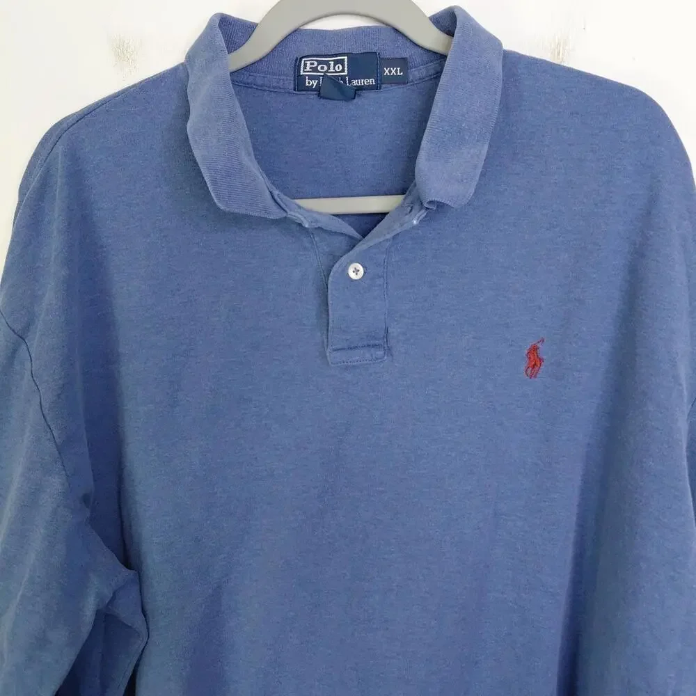 Polo Ralph Lauren Shirt Mens XXL 2XL Collar Long Sleeve Cotton Pony Emblem